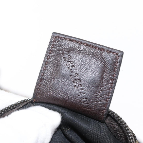 FENDI Pecan Canvas Hand Bag Nylon Black Brown Auth bs30795