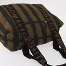 FENDI Pecan Canvas Handtas Nylon Zwart Bruin Auth bs30795-6