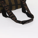 FENDI Pecan Canvas Handtas Nylon Zwart Bruin Auth bs30795-7