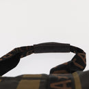 FENDI Pecan Canvas Handtas Nylon Zwart Bruin Auth bs30795-8