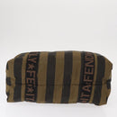 FENDI Pecan Canvas Hand Bag Nylon Black Brown Auth bs30795-5