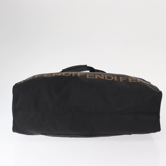 FENDI Hand Bag Nylon Black Silver Auth bs30796