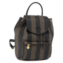 FENDI Pecan Canvas Backpack Brown Black Auth bs30797-1
