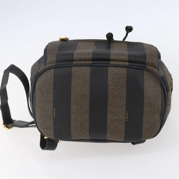 FENDI Pecan Canvas Backpack Brown Black Auth bs30797