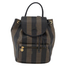 FENDI Pecan Canvas Backpack Brown Black Auth bs30797-13