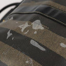 FENDI Pecan Canvas Boston Bag PVC Black Brown gold Auth bs30798-9