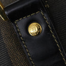 FENDI Pecan Canvas Boston Bag PVC Black Brown gold Auth bs30798-18