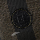 FENDI Pecan Canvas Boston Bag PVC Black Brown gold Auth bs30798-19