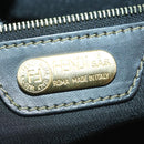 FENDI Pecan Canvas Boston Bag PVC Black Brown gold Auth bs30798-23