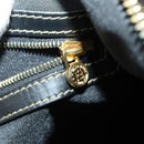 FENDI Pecan Canvas Boston Bag PVC Black Brown gold Auth bs30798-24