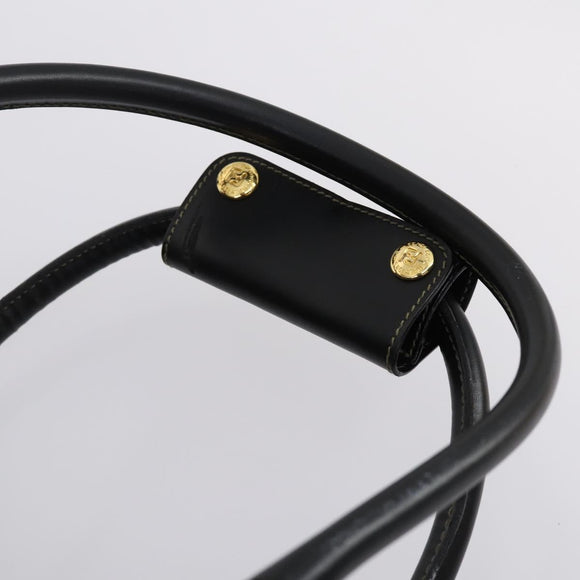 FENDI Pecan Canvas Boston Bag PVC Black Brown gold Auth bs30798