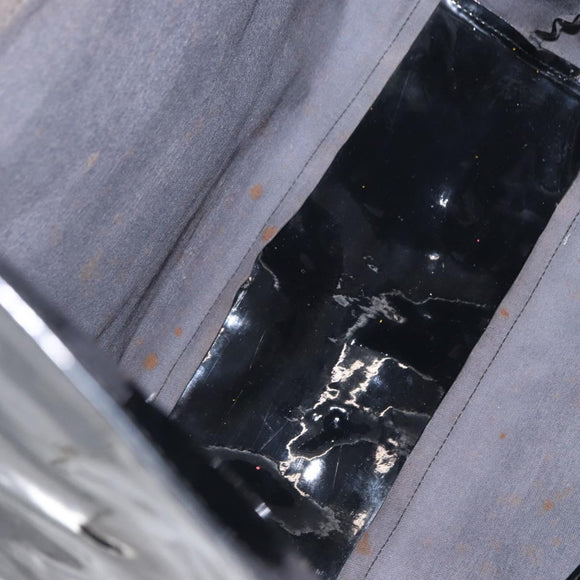 FENDI Hand Bag Enamel Black Gold Auth bs30799