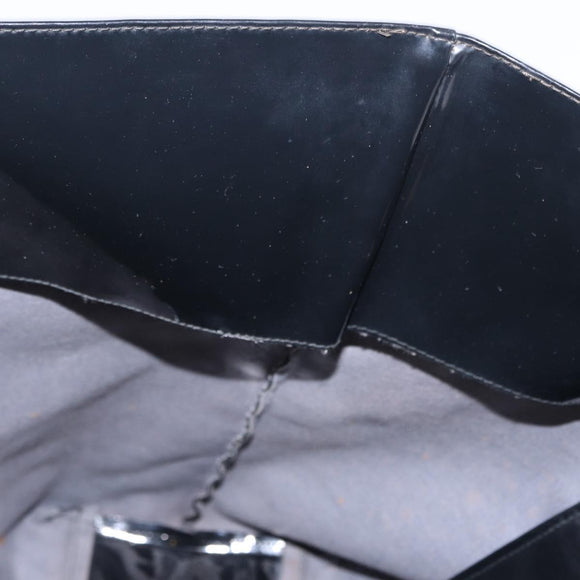 FENDI Hand Bag Enamel Black Gold Auth bs30799