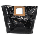 FENDI Hand Bag Enamel Black Gold Auth bs30799-13
