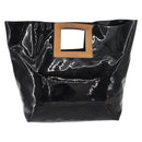 FENDI Hand Bag Enamel Black Gold Auth bs30799-2