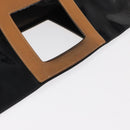 FENDI Hand Bag Enamel Black Gold Auth bs30799-7