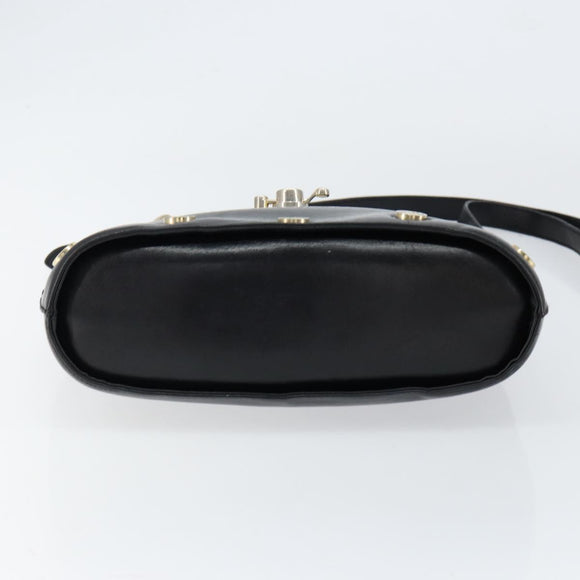 Salvatore Ferragamo Hand Bag Leather 2way Black Gold Auth bs30800