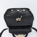 Salvatore Ferragamo Hand Bag Leather 2way Black Gold Auth bs30800-10
