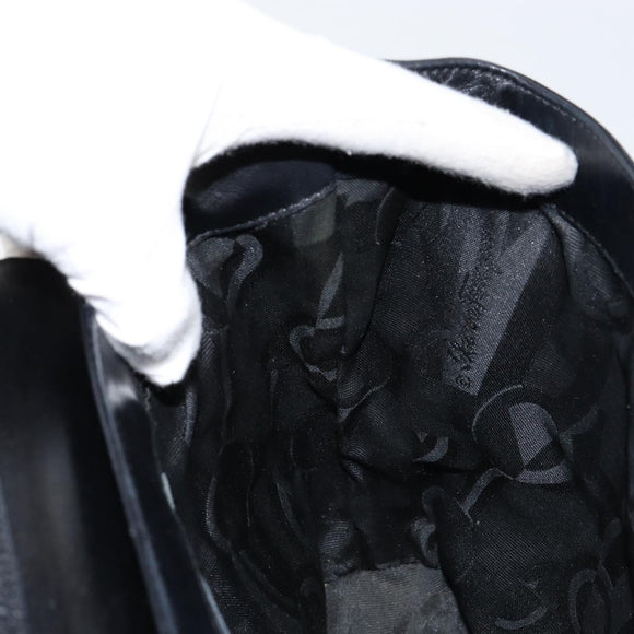 Salvatore Ferragamo Hand Bag Leather 2way Black Gold Auth bs30800