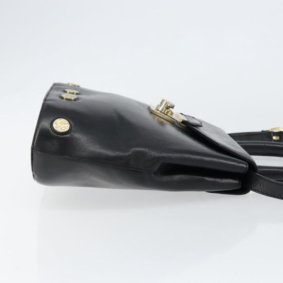 Salvatore Ferragamo Hand Bag Leather 2way Black Gold Auth bs30800