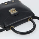 Salvatore Ferragamo Hand Bag Leather 2way Black Gold Auth bs30800-6