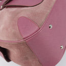 Salvatore Ferragamo Gancini Hand Bag Suede Leather Pink Silver Auth bs30801-15