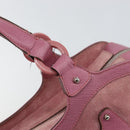 Salvatore Ferragamo Gancini Hand Bag Suede Leather Pink Silver Auth bs30801-9