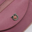 Salvatore Ferragamo Gancini Hand Bag Suede Leather Pink Silver Auth bs30801-18