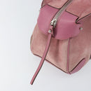 Salvatore Ferragamo Gancini Hand Bag Suede Leather Pink Silver Auth bs30801-10