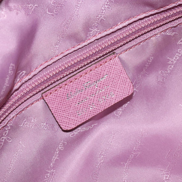 Salvatore Ferragamo Gancini Hand Bag Suede Leather Pink Silver Auth bs30801
