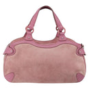 Salvatore Ferragamo Gancini Hand Bag Suede Leather Pink Silver Auth bs30801-2