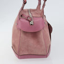 Salvatore Ferragamo Gancini Hand Bag Suede Leather Pink Silver Auth bs30801-3
