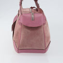 Salvatore Ferragamo Gancini Hand Bag Suede Leather Pink Silver Auth bs30801-4