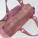 Salvatore Ferragamo Gancini Hand Bag Suede Leather Pink Silver Auth bs30801-6