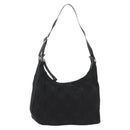 Salvatore Ferragamo Gancini Shoulder Bag Leather Nylon Black Silver Auth bs30802-1