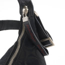 Salvatore Ferragamo Gancini Shoulder Bag Leather Nylon Black Silver Auth bs30802-14