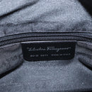 Salvatore Ferragamo Gancini Shoulder Bag Leather Nylon Black Silver Auth bs30802-15