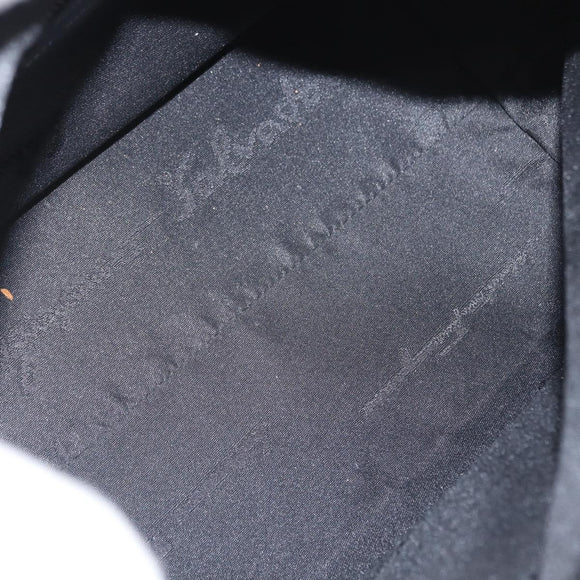 Salvatore Ferragamo Gancini Shoulder Bag Leather Nylon Black Silver Auth bs30802