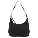 Salvatore Ferragamo Gancini Shoulder Bag Leather Nylon Black Silver Auth bs30802-2