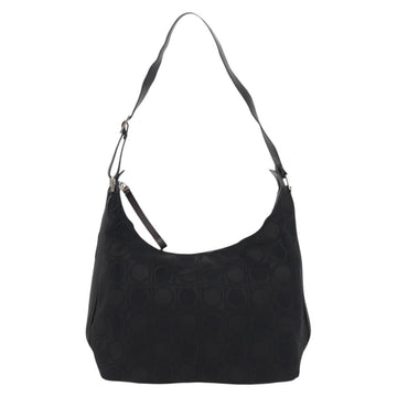 Salvatore Ferragamo Gancini Shoulder Bag Leather Nylon Black Silver Auth bs30802 - 0
