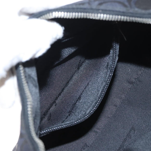 Salvatore Ferragamo Gancini Shoulder Bag Leather Nylon Black Silver Auth bs30802