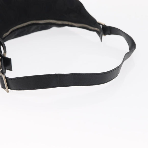 Salvatore Ferragamo Gancini Shoulder Bag Leather Nylon Black Silver Auth bs30802