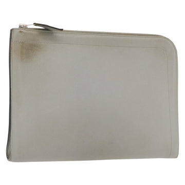 HERMES Zip Tablet Clutch Bag Epsom Gray Auth bs30803