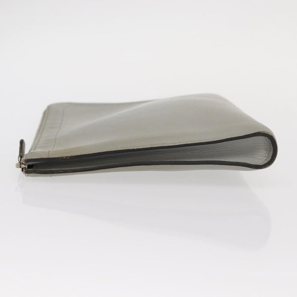 HERMES Zip Tablet Clutch Bag Epsom Gray Auth bs30803