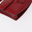 HERMES Waist Bag Leather Red Silver Auth bs30804-11