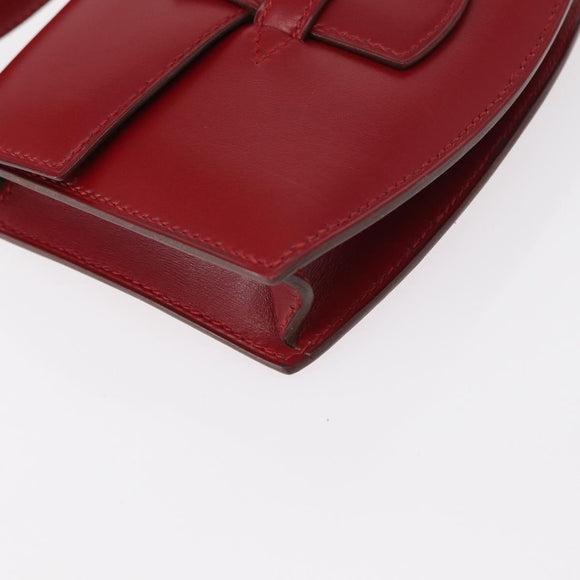HERMES Waist Bag Leather Red Silver Auth bs30804