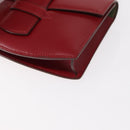 HERMES Waist Bag Leather Red Silver Auth bs30804-12