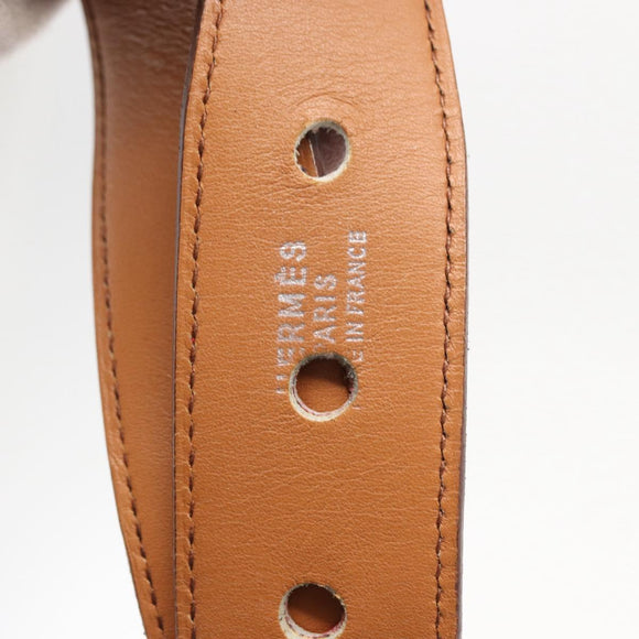 HERMES Waist Bag Leather Red Silver Auth bs30804