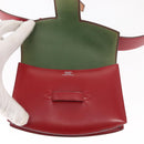 HERMES Waist Bag Leather Red Silver Auth bs30804-16
