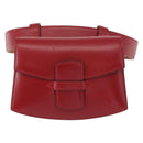 HERMES Waist Bag Leather Red Silver Auth bs30804-2